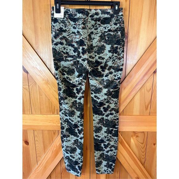 Anthropologie Pilcro Corduroy Pants Green Floral Button Fly High Rise Skinny 25 - Picture 4 of 10